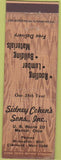 Matchbook Cover - Sidney Cohen's Sons Mentor OH roofing lumber