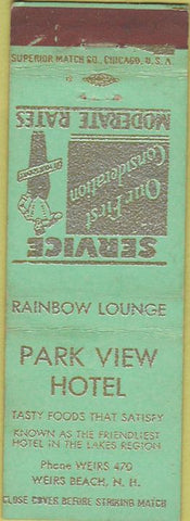 Matchbook Cover - Park View Hotel Weirs Beach NH