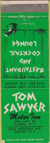 Matchbook Cover - Tom Sawyer  Motor Inn Elmira Albany NY WORN