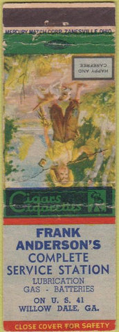 Matchbook Cover - Frank Anderson's Service oil gas Willow Dale GA