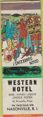 Matchbook Cover - Western Hotel Nasonville RI hillbilly