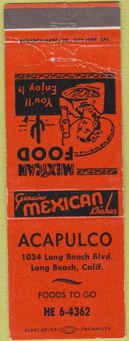 Matchbook Cover - Acapulco Mexican Food Long Beach CA girlie WEAR