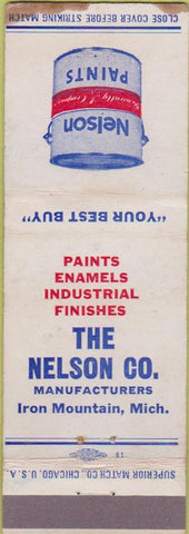 Matchbook Cover - Nelson Paints Enamels Iron Mountain MI WEAR