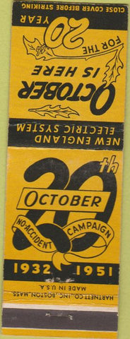 Matchbook Cover - New England Electric Safety Campaign 1951