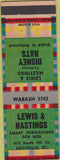 Matchbook Cover - Lewis Hastings Louisville KY Disney Hats