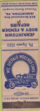 Matchbook Cover - Jenkintown Body Fender Repair PA WORN