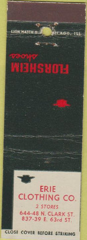 Matchbook Cover - Florsheim Shoes Erie Clothing Chicago IL