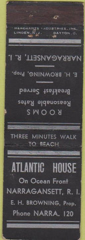 Matchbook Cover - Atlantic House Narragansett RI Merchants black