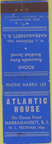 Matchbook Cover - Atlantic House Narragansett RI Merchants blue