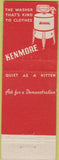 Matchbook Cover - Sears Gold Seal Coldspot Refrigerators Kenmore Washing Machine