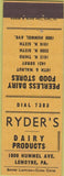 Matchbook Cover - Ryder's Dairy Products Lemoyne PA