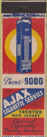 Matchbook Cover - Ajax Cigarette Service Trenton NJ Safety First WEAr