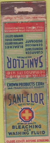 Matchbook Cover - Sani Color Bleaching Washing Fluid San Francisco CA WORN