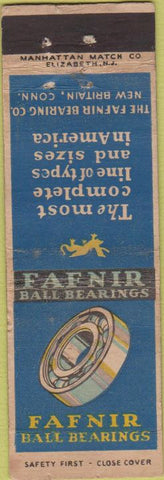 Matchbook Cover - Fafnir Ball Bearings New Britain CT Safety First WORN