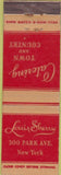 Matchbook Cover - Louis Sherry New York City