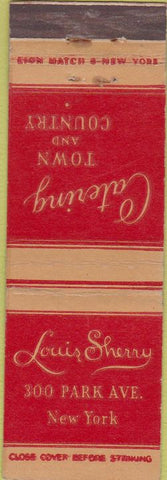 Matchbook Cover - Louis Sherry New York City