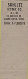 Matchbook Cover - Shultz Dodge Plymouth Grand Haven MI