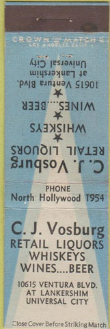Matchbook Cover - CJ Vosburg Liquor Universal City CA CROWN