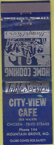 Matchbook Cover - City View Cafe Mountain Grove MO WORN