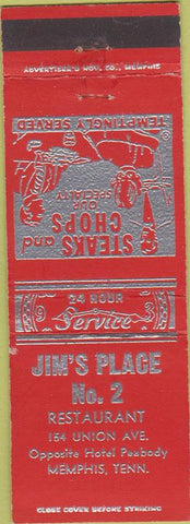 Matchbook Cover - Jim's Place Memphis TN