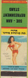 Matchbook Cover - Sue Ann Refrestment Stand pinup Old Orchard Beach ME WEAR