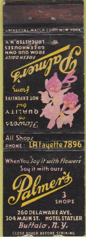 Matchbook Cover - Palmer's Buffalo NY Orchid