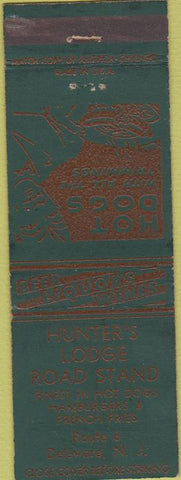 Matchbook Cover - Hunter's Lodge Road Stand Delaware NJ Hot Dogs hamburgers