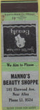 Matchbook Cover - Manno's Beauty Shop girlie Buffalo NY