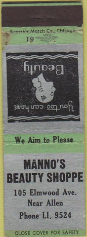 Matchbook Cover - Manno's Beauty Shop girlie Buffalo NY