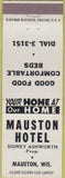 Matchbook Cover - Mauston Hotel Mauston WI
