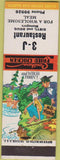 Matchbook Cover - 3J Restaurant NO TOWN Hillbilly