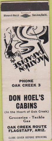 Matchbook Cover - Don Hoel's Cabins Flagstaff AZ gas WORN