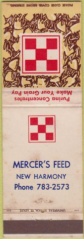 Matchbook Cover - Mercer's Feed New Harmony Purina Feed IN? WEAR