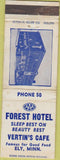 Matchbook Cover - Forest Hotel Ely MN WEAR white