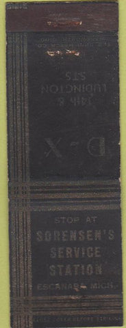 Matchbook Cover - Sorensen's Oil Gas Escanaba MI WEAR
