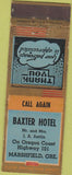 Matchbook Cover - Baxter Hotel Marshfield OR Advance WEAR