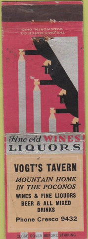 Matchbook Cover - Vogt's Tavern Poconos WEAR