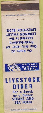 Matchbook Cover - Livestock Diner Fredericksburg MD WEAR