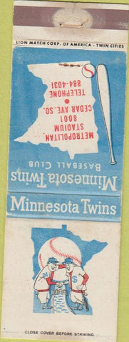Matchbook Cover - Minnesota Twins Baseball 1971 schedule WEAR