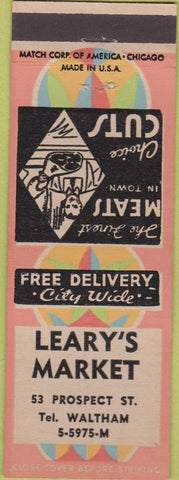 Matchbook Cover - Leary's Market Waltham MA