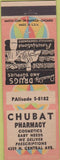 Matchbook Cover - Chubat Pharmacy drug Chicago IL