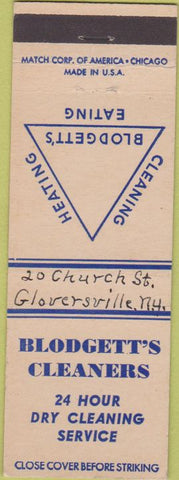 Matchbook Cover - Blodgett's Cleaners Gloversville NY WRITING