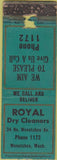 Matchbook Cover - Royal Dry Cleaners Wenatchee WA WORN