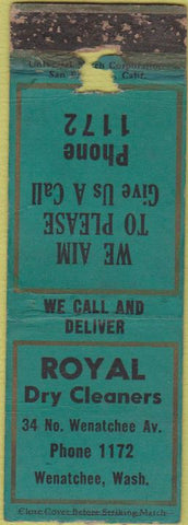 Matchbook Cover - Royal Dry Cleaners Wenatchee WA WORN