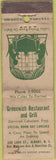 Matchbook Cover - Greenwich Restaurant Grill Albany NY WORN