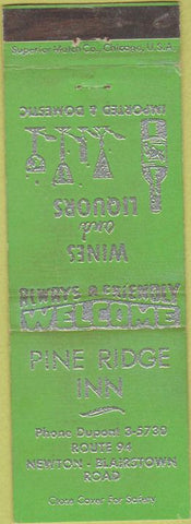 Matchbook Cover - Pine Ridge Inn Newton Blairstown NJ