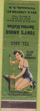 Matchbook Cover - Tony's Amoco oil gas Portsmouth NH pinup WORN