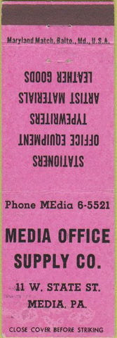 Matchbook Cover - Media Office Supply Media PA WEAR