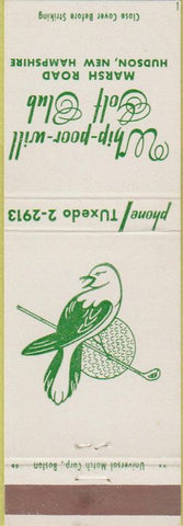 Matchbook Cover - Whip Poor Will Golf Club Hudson NH