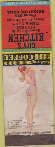 Matchbook Cover - Guy's Kitchen Brighton CO pinup WEAR Fire Cracker